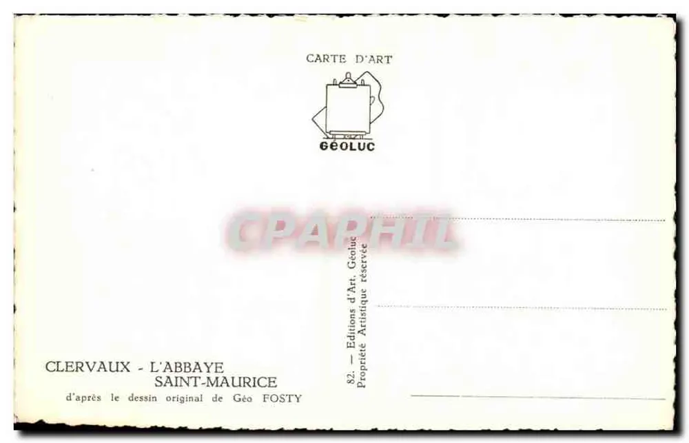Clervaux - Die Abtei Saint-Maurice — Originalzeichnung von Géo Fosty — Artistic Editions - Rückseite