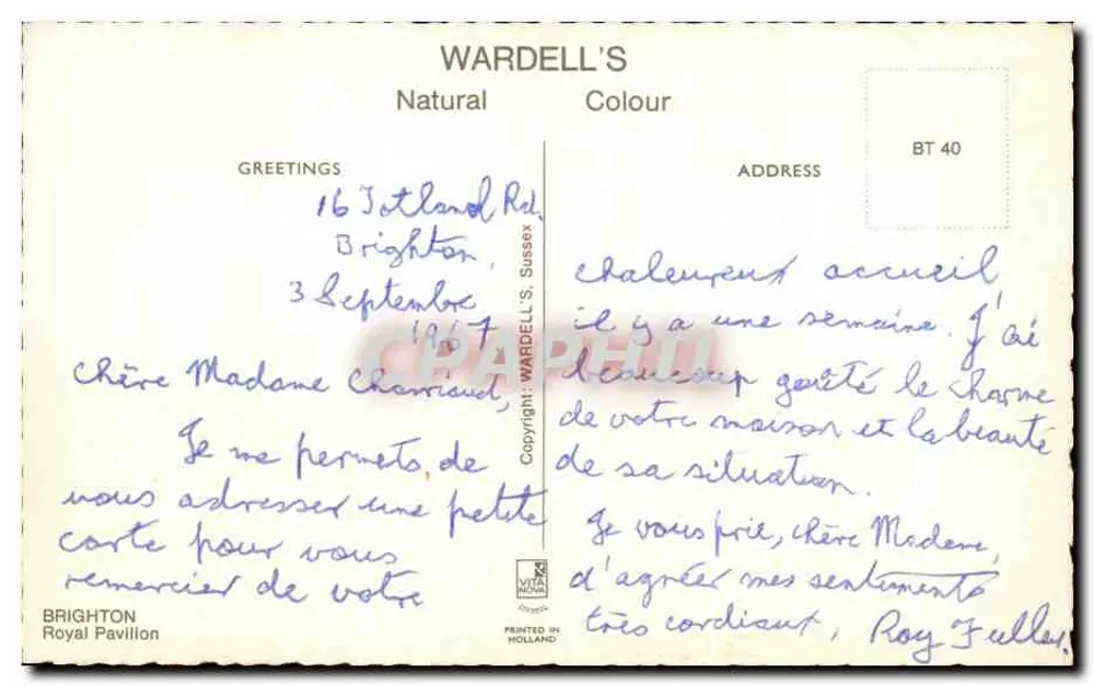 Pavilhão Real — Brighton — Wardell's Natural Colour - Verso