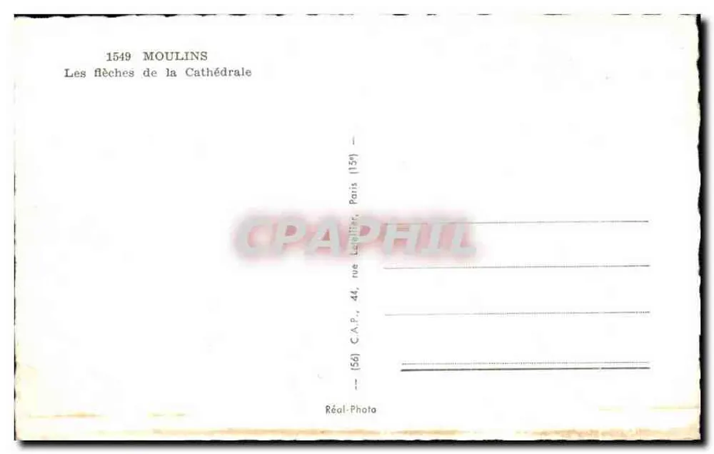 Moulins — As Flechas da Catedral — Réal-Photo - Verso
