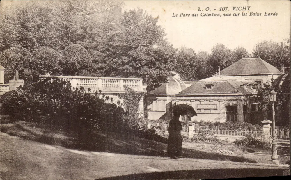 Der Parc des Célestins, Blick auf die Bäder Lardy — Vichy — L.O. 107 - Vorderseite