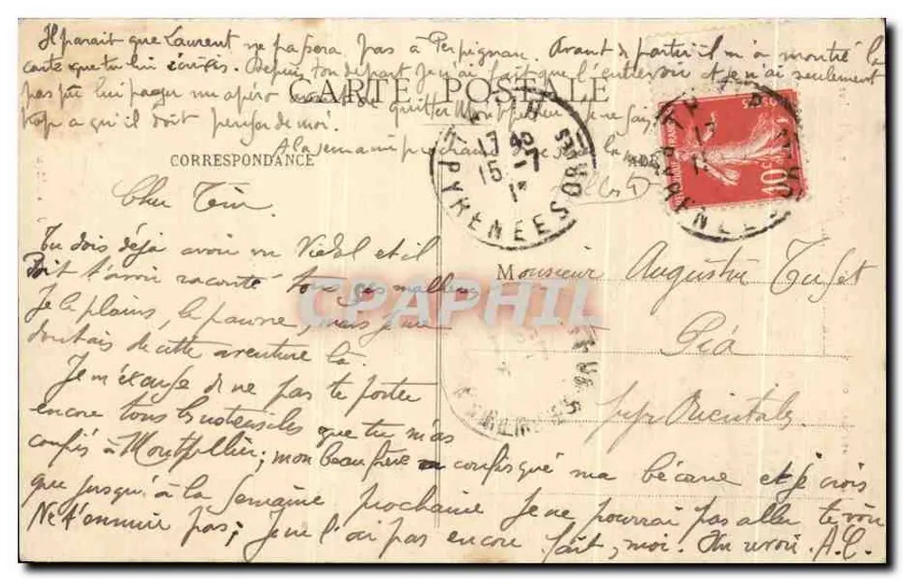 Mont Canigou (Pyr. Or.) — Aiguille du Rocher — J. Fau, Illiéro, Perpignan - Rückseite