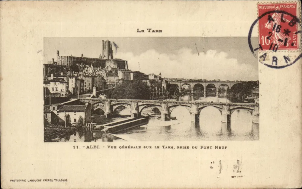 Albi — Allgemeiner Blick auf den Tarn, vom Neuen Brücke aus — Phototypie Labouche Frères, Toulouse - Vorderseite