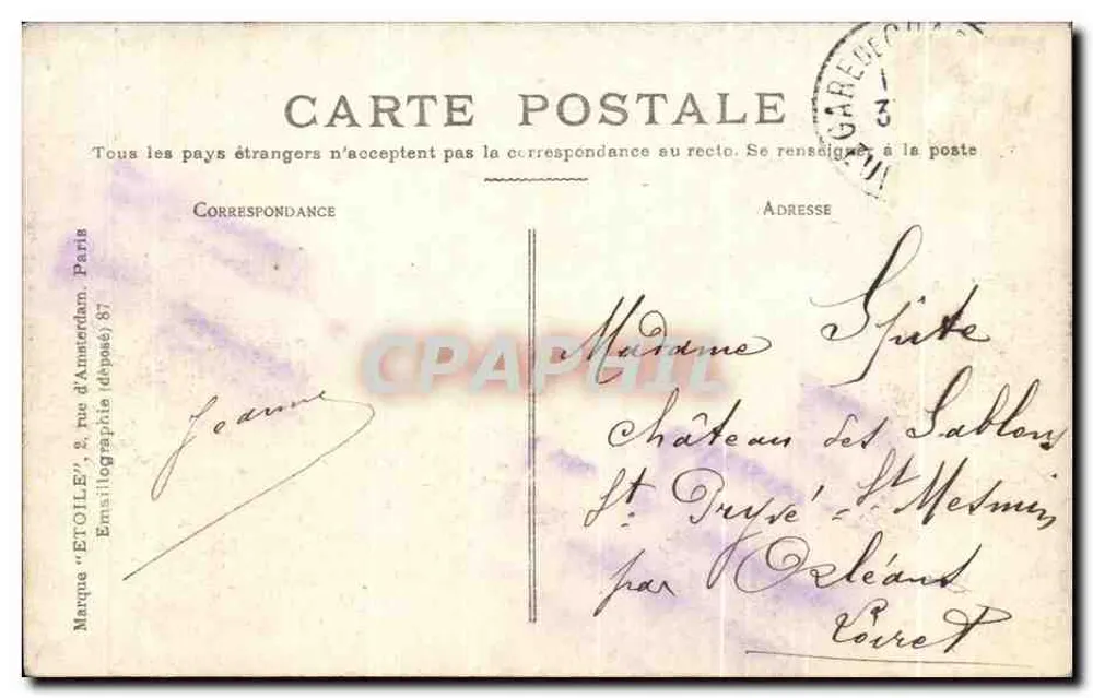 Chartres - O Monumento Pasteur — editor não visível, n° de série 6 - Verso