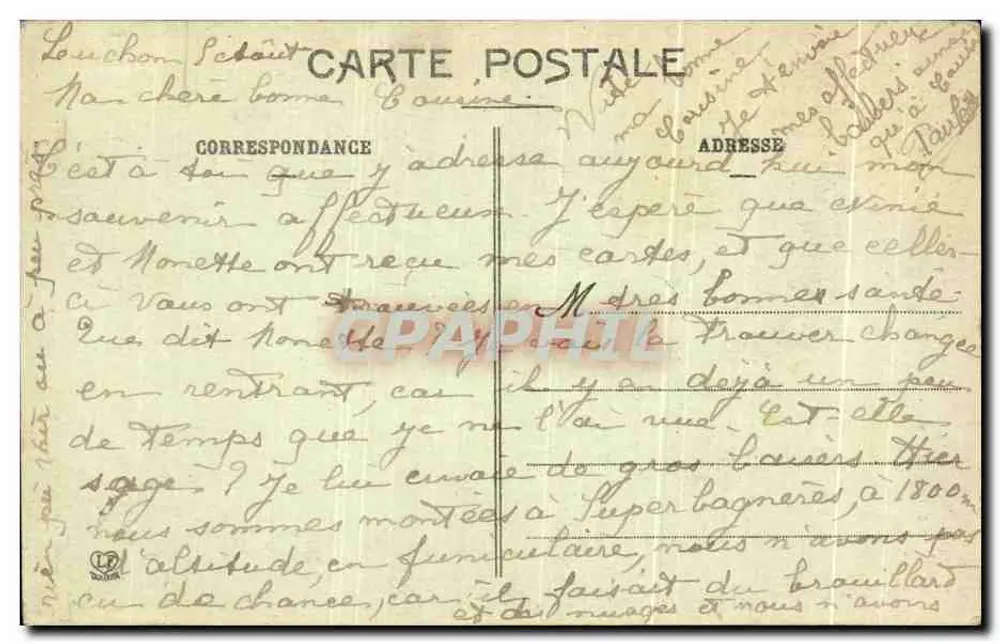 Luchon — Tour de Castelvieu und Fond du Lys — Les Pyrénées (1. Serie) — Phototype Lasbuche, Thérèse Vézelay - Rückseite