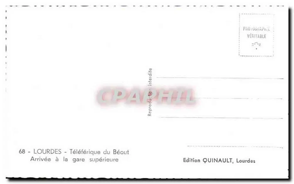Lourdes — Seilbahn Béout — Ankunft an der oberen Station — Edition Quinault - Rückseite