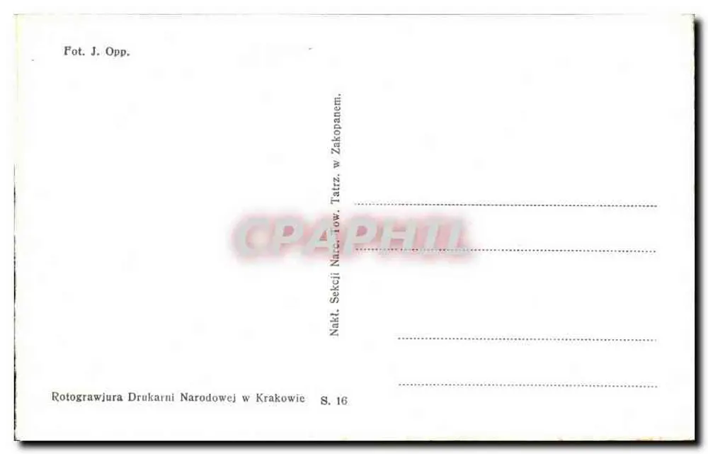 Dolina Kościeliska — Tatry — editor: Rotogravura Drukarni Narodowej w Krakowie, n° 16 - Verso
