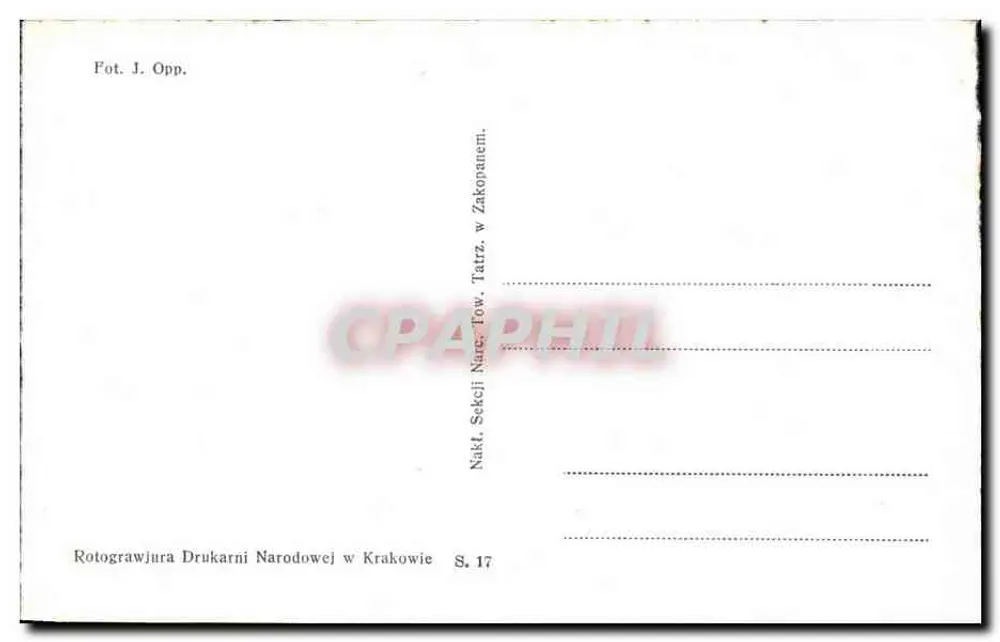 Smreczyński Staw in Dolna Kościeliska — Tatras — Fot. J. Opp. — Serie S. 17 - Rückseite