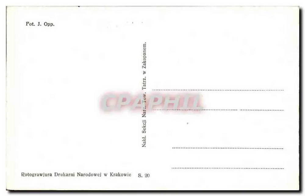 Tatras — Mních nad Morským Okiem — Fot. J. Opp. — N° 20 - Verso