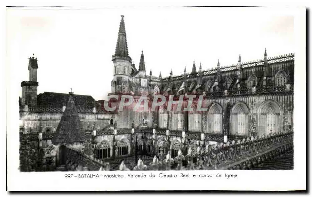 Batalha — Mosteiro, varanda do claustro e corpo da igreja - Frente