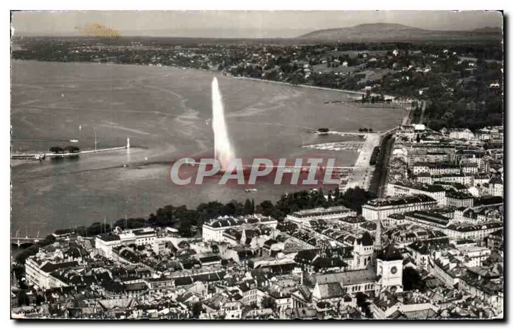 Genf — Die Kathedrale St. Peter und der Jet d'Eau (120 m) — Edition Jaeger - Vorderseite