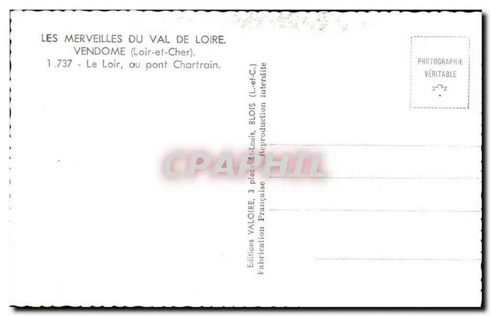 Der Loir, am Chartrain-Brücke — Vendôme (Loir-et-Cher) — Éditions Valoire - Rückseite