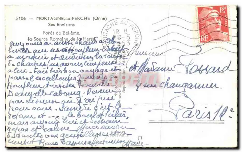Floresta de Bellême — Fonte Romana da Herse — E. Mignon - Verso