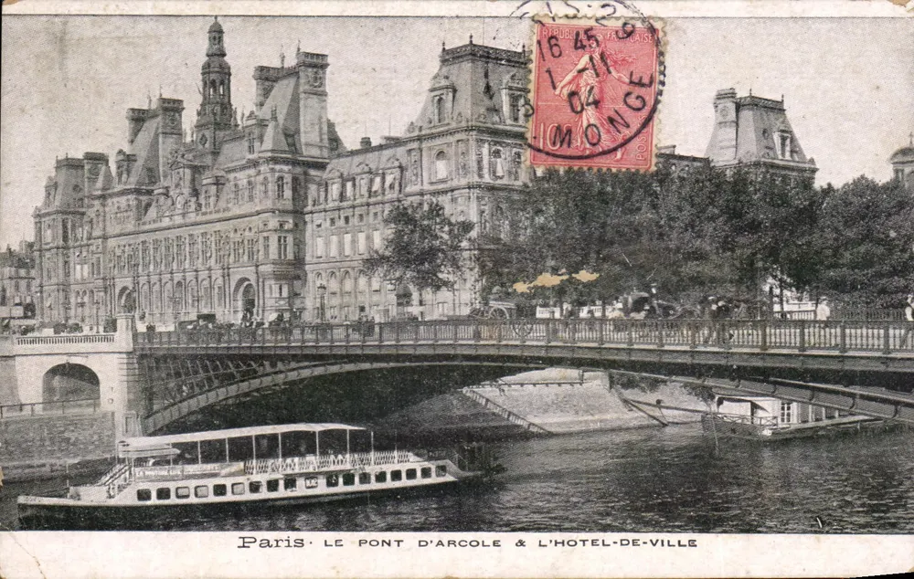 Paris — Der Pont d'Arcole & das Hôtel-de-Ville — unbekannter Verlag, Seriennummer nicht sichtbar - Vorderseite
