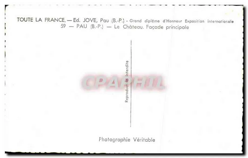 O Castelo — Facha principal — Ed. JOVE, Pau (B.P.) - Verso
