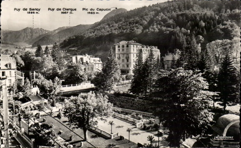 Die Storch — Panoramablick auf Puy de Sancy, Puy de Cliergue und Pic du Capucin — Verlag: La Cigogne - Vorderseite