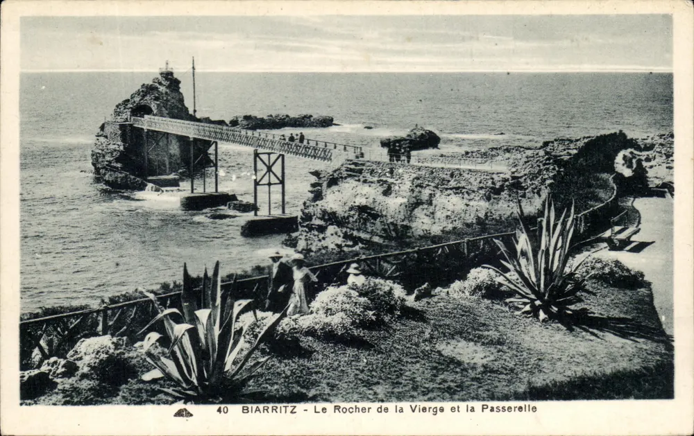Biarritz - Der Felsen der Jungfrau und die Brücke — Verlag: C. P. A. Photomane de Strasbourg, n° 40 - Vorderseite