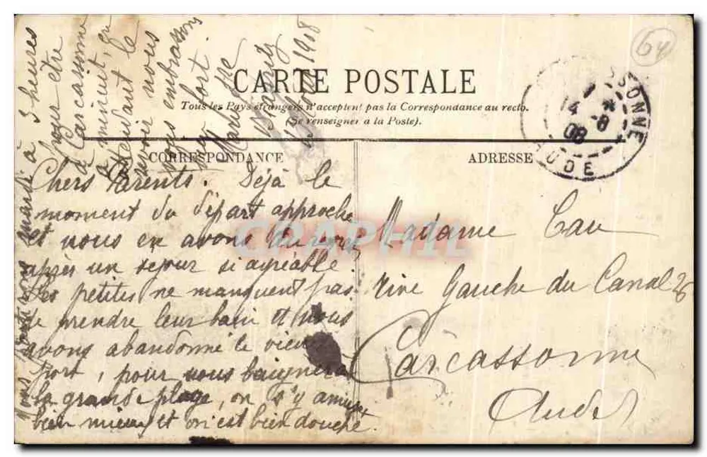 Biarritz — Der Felsen der Grande Plage, das Hotel du Palais und der Leuchtturm — LL. - Rückseite