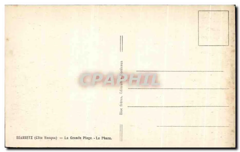 Biarritz (Costa Basca) — A Grande Praia — O Farol - Verso