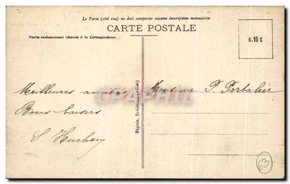 Clermont-Ferrand — Plac i Pomnik Blaise Pascala — Wydawca Ideal, n° 4080 - Rewers