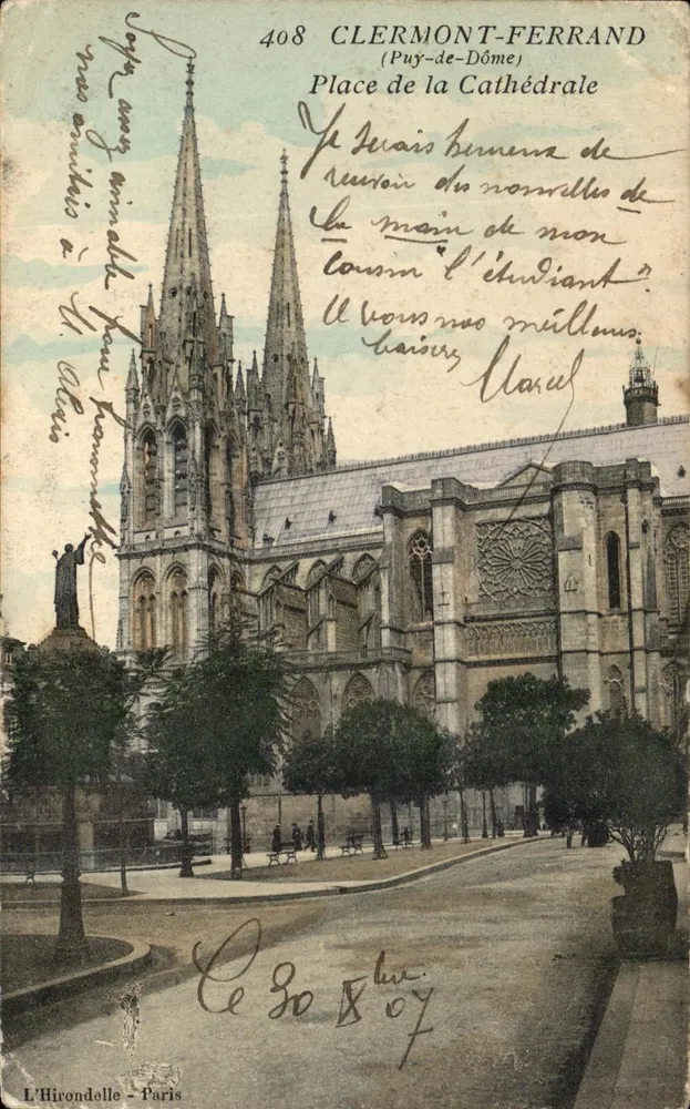 Clermont-Ferrand — Praça da Catedral — L'Hirondelle - Paris, n°408 - Frente