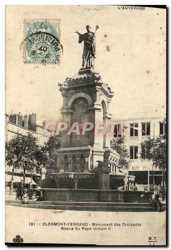 CLERMONT-FERRAND — Monument des Croisades, Statue du Pape Urbain II — éditeur M.T. n°121 - Vorderseite