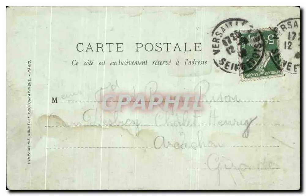 Castelo de Versailles — A Escada de Steele — Imprensa Nova Fotográfica, Paris - Verso