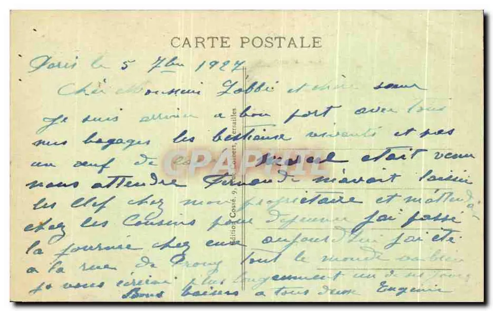 Versalhes - O Parque - A Orangerie — editora: Editions Costé, n°9 - Verso