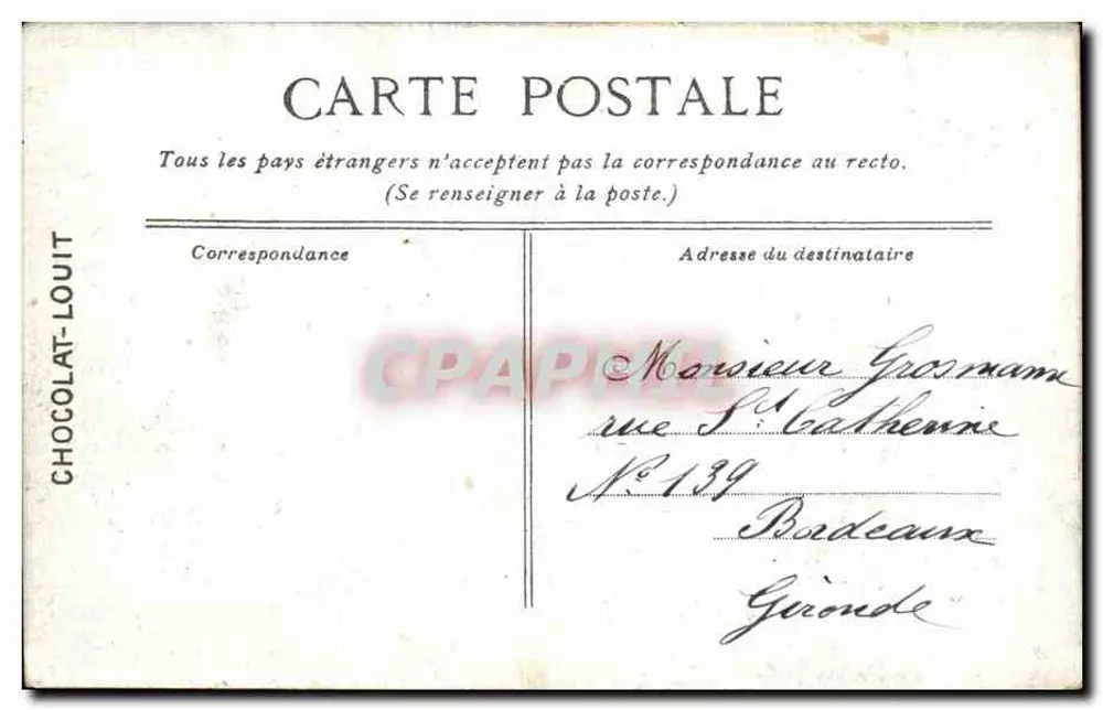 Versailles - Ansicht der Saal des Jeu de Paume — Verlag Chocolat-Louït - Rückseite