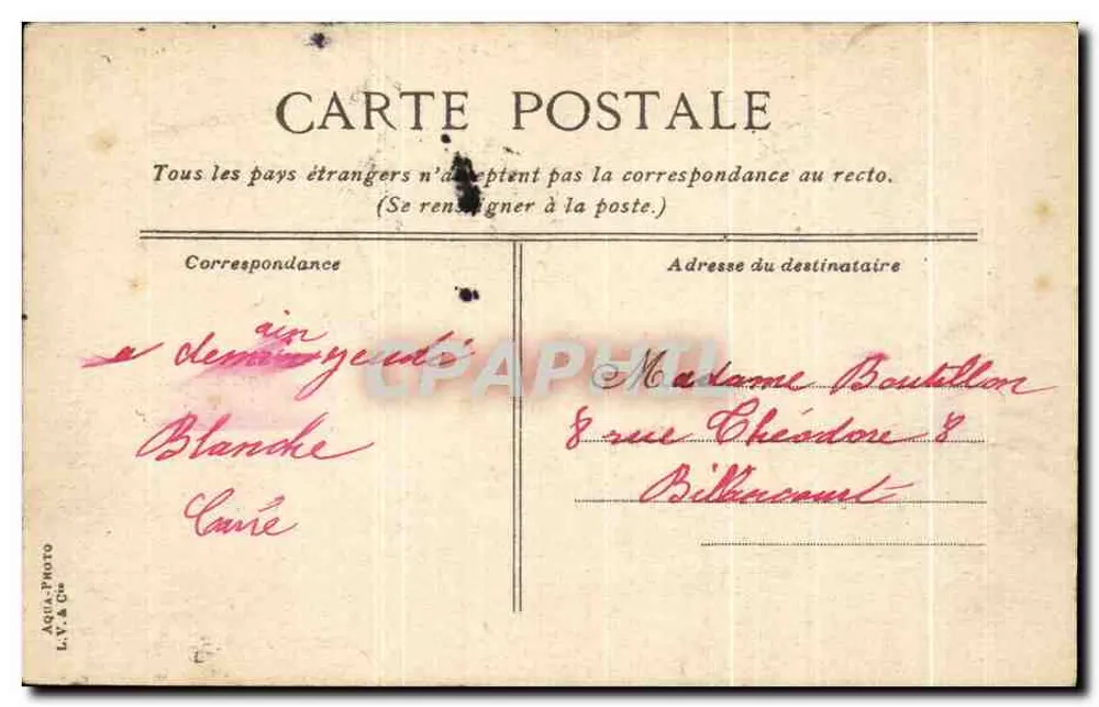 Versailles - Palácio do Petit Trianon — editor L.V. & Cie, n°16 - Verso