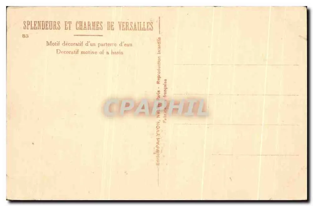 Versailles — Dekoratives Motiv eines Wasserparterres — Éditions YVON, N°83 - Rückseite