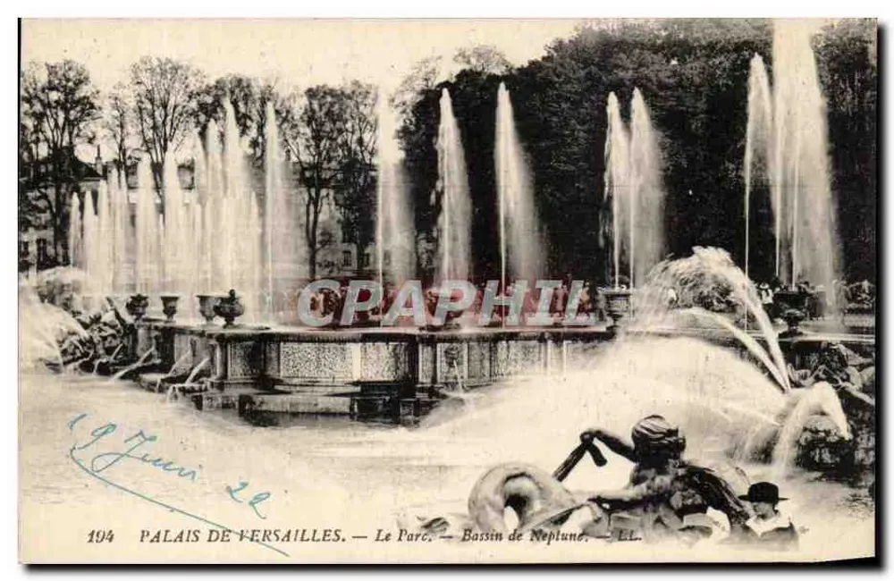Schloss Versailles — Der Park — Bassin des Neptun — Verlag LL, Nr. 194 - Vorderseite