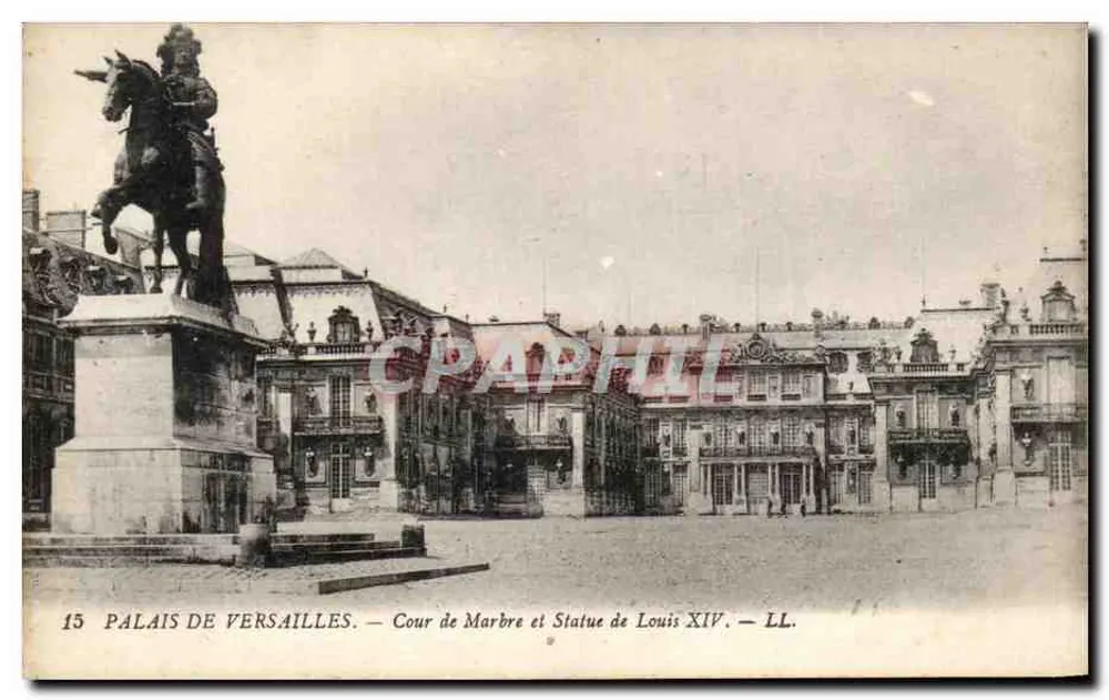Schloss Versailles — Marbervorhof und Statue von Ludwig XIV — Lévy Fils & Cie, Paris, Nr. 15 - Vorderseite