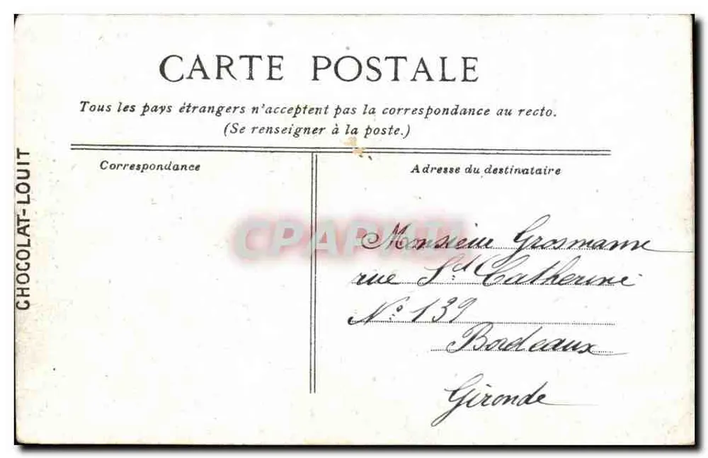 Parc de Versailles - Die Grandes Eaux de Neptune — für Chocolat-Louit veröffentlicht, n°52, von Marcel - Rückseite