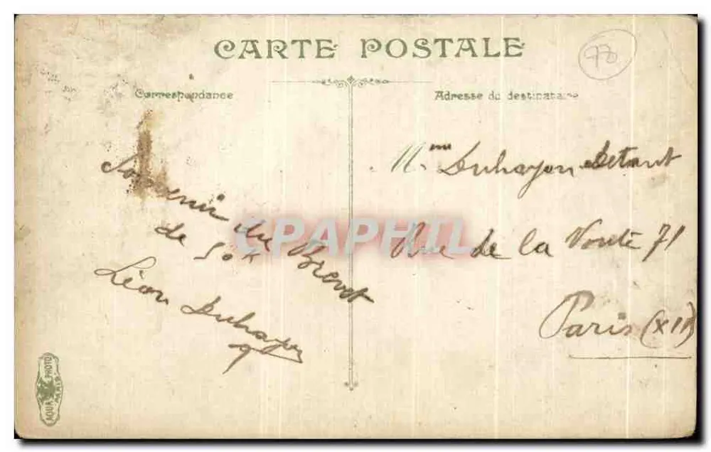 Jardins de Versalhes — As Cem Escadas — L.V. & Cie, n° 2389 - Verso