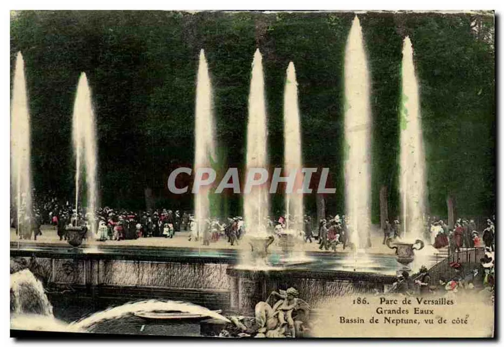 Neptuns Bassin, Park von Versailles — seitliche Ansicht — Serie 186, Verleger unbekannt - Vorderseite