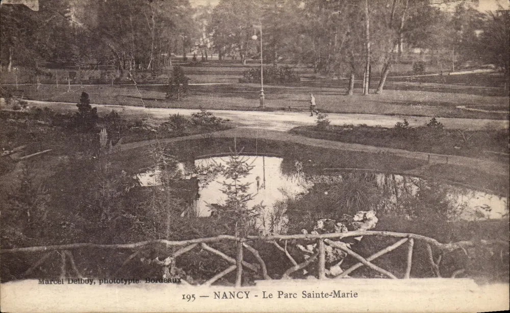 NANCY - O Parque Sainte-Marie — Marcel Delbouy, fototipia Bordeaux, n°195 - Frente