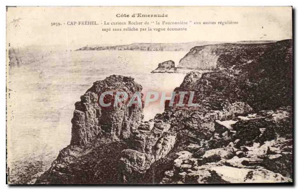 Cap Fréhel — Le curieux Rocher de la Fauconnière aux assises régulières — éditeur : Côte d'Émeraude, n° 3059 - Vorderseite