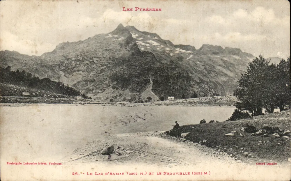 Il Lago d'Aumar e il Neouvielle — I Pirenei — Fototipia Labouche Frères, Toulouse, n°26 - Recto