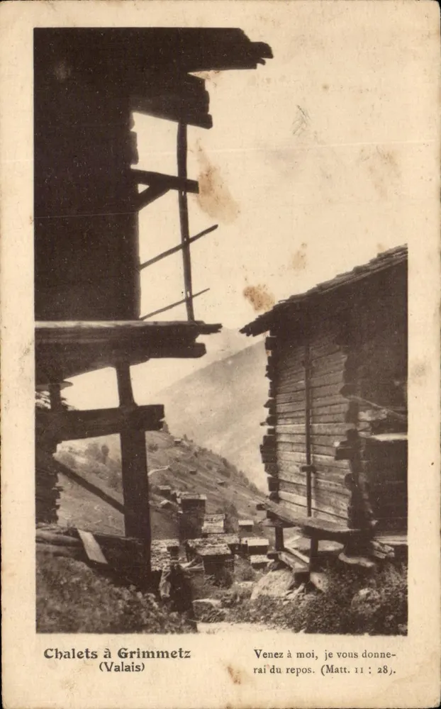 Chalets em Grimmetz (Valais) — Editor: Éditions de la Cause, Rue Perronet, Neuilly-sur-Seine — Número de série: 28 - Frente