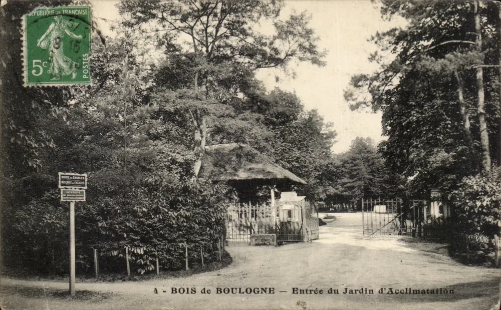 Bois de Boulogne — Entrada do Jardim de Acclimação — editor H. Cognac - Frente