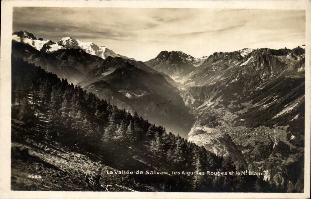 Das Tal von Salvan, die Roten Nadeln und der Mont Blanc — Edition Art. Pertuisot, Lausanne, Nr. 5585 - Vorderseite