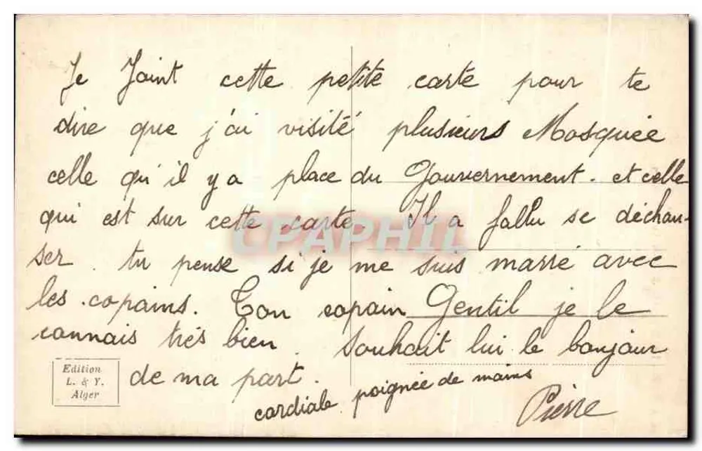 Argel - A Mesquita de Sidi-Abderhaman — Edição L. & Y. Alger, n°59 - Verso