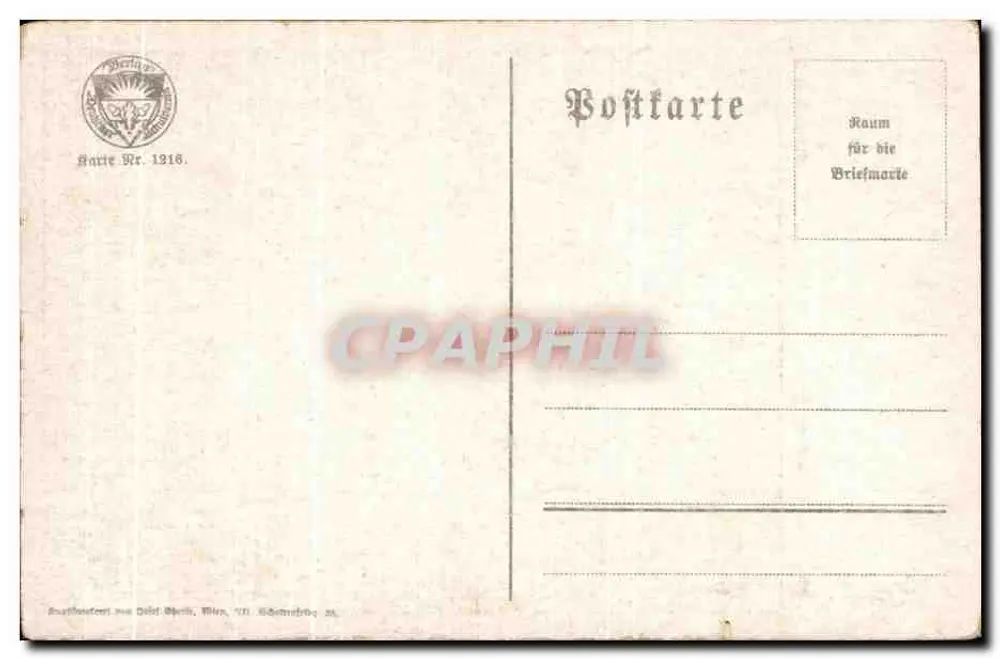 Intérieur de pièce — atelier ou salon — éditeur G. v. Poffanner, n° 1316 - Verso