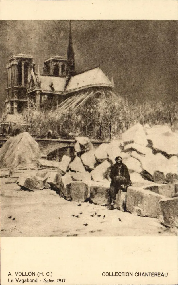 Notre-Dame de Paris — Winterlandschaft mit Steinblöcken — A. VOLLON (H.C.) - Vorderseite