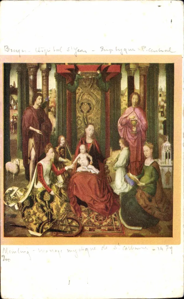Brügge - Krankenhaus Saint-Jean - Triptychon von P. Cenbal - Mystische Hochzeit der hl. Katharina - 1479 - Vorderseite