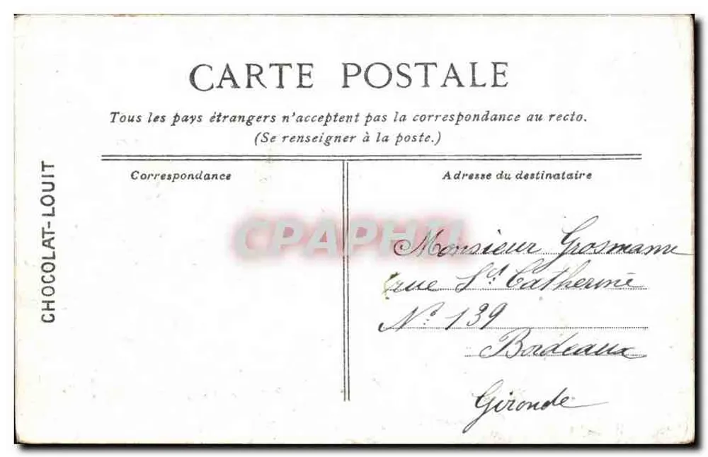 Palast von Versailles - Ratssaal — Verlag für Chocolat-Louit, Nr. 20 - Rückseite