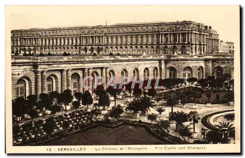 Versailles — O Castelo e a Orangerie — editor A. Leconte, 38, rue Ste-Croix-de-la-Bretonnière, Paris - Frente