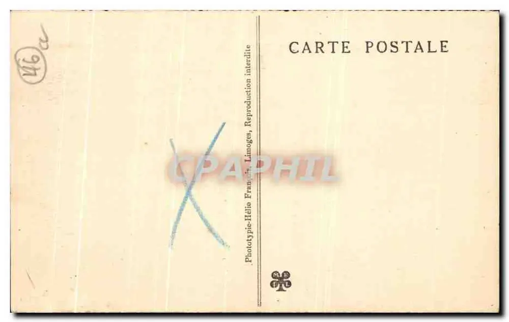 Quelle von Padirac (Lot) — Natürlicher Damm des Obersees und exzentrische Stalaktiten — Phototypie-Héliotype, Limoges - Rückseite