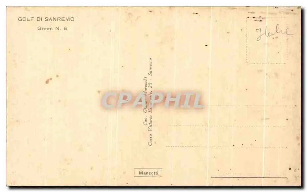 Golf de Sanremo — Green N. 6 — editor Manzotti - Verso