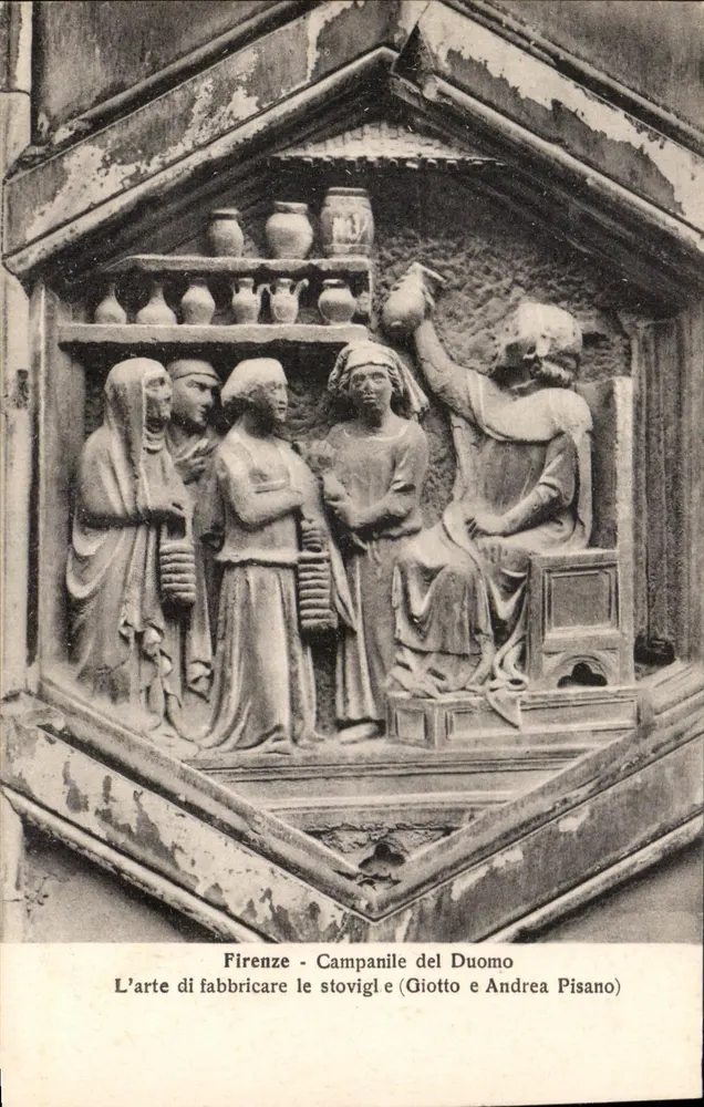 Firenze - Campanile del Duomo — L'arte di fabbricare le stoviglie (Giotto e Andrea Pisano) - Frente